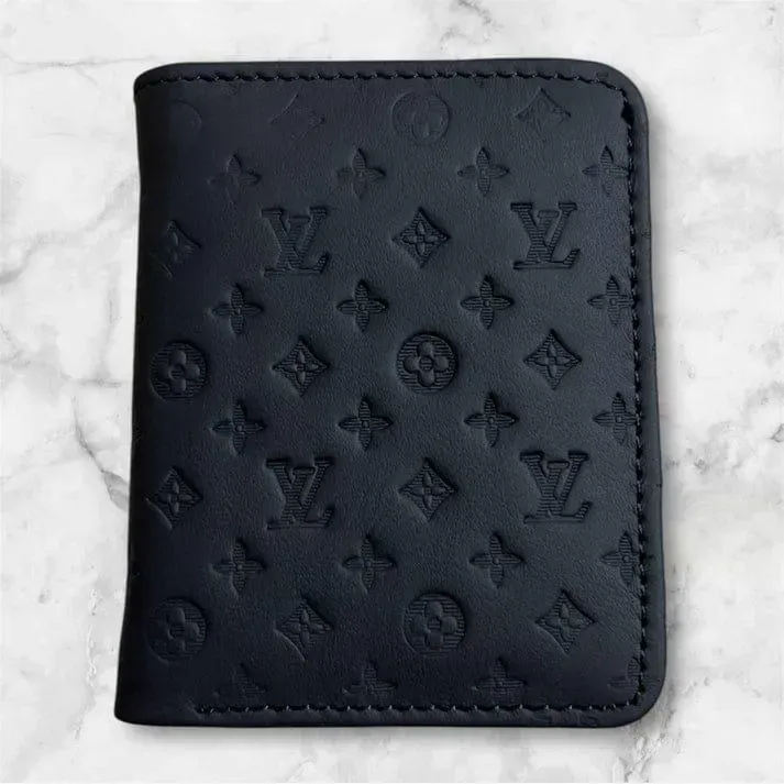 Men's Leather Wallet with LV Pattern Brown