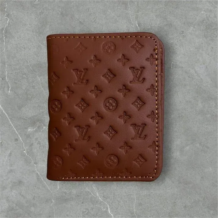 Men's Leather Wallet with LV Pattern Brown