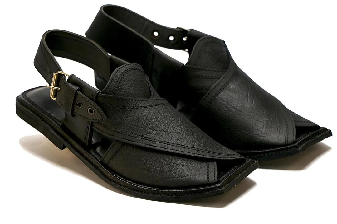 Men's Leather Plain Peshawari Chappal