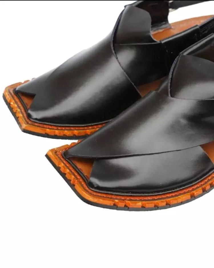 Men's PU Leather Plain Peshawari Chappal