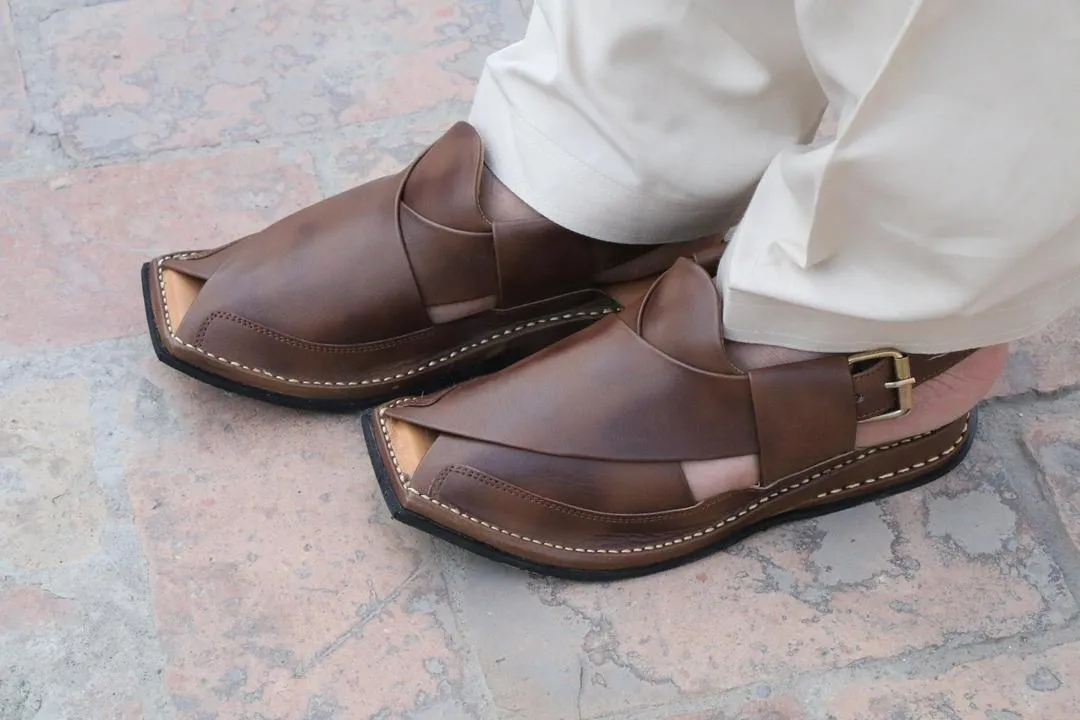 Men's PU Leather Plain Peshawari Chappal