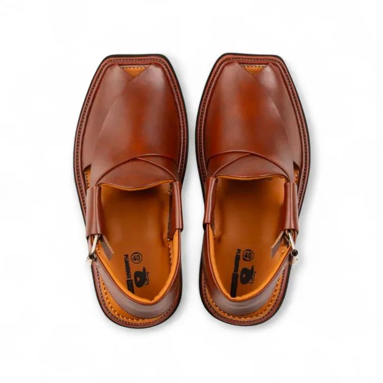 Men's Leather Plain Peshawari Chappal
