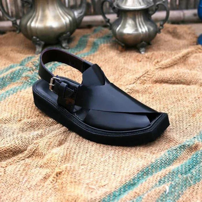 Men's PU Leather Plain Peshawari Chappal