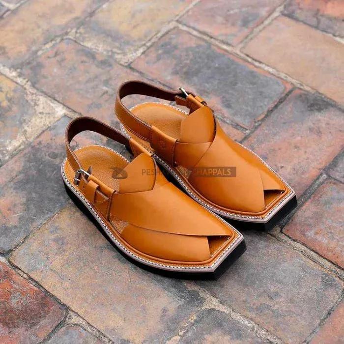 Men's PU Leather Plain Peshawari Chappal