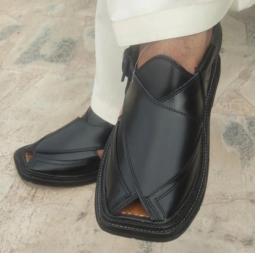 Men's PU Leather Plain Peshawari Chappal