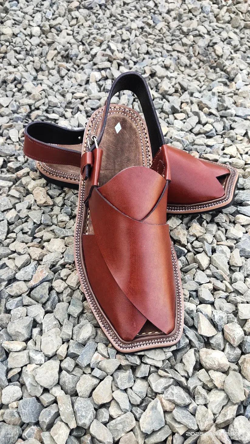 Men's PU Leather Mustard Peshawari Chappal - Fancy Comfort Footwear