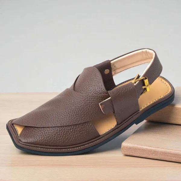 Men's PU Leather Plain Peshawari Chappal