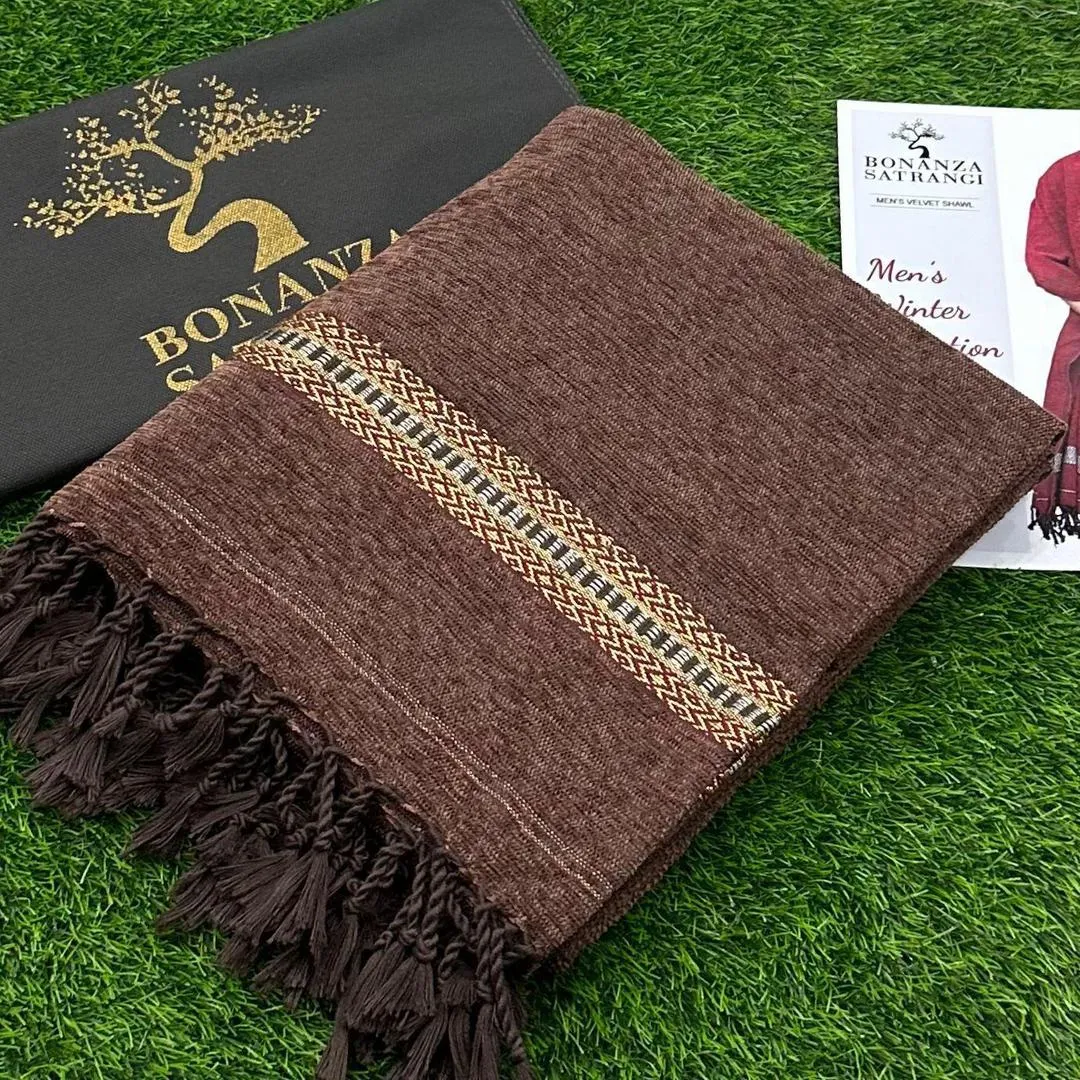 Luxurious Black Velvet Shawl - 1 Pc Plain Design