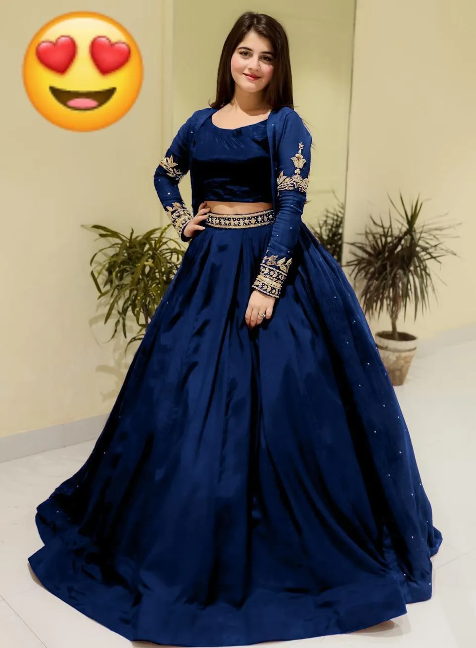 3 Pcs Women's Stitched Shamoz Silk Plain Gown Suit