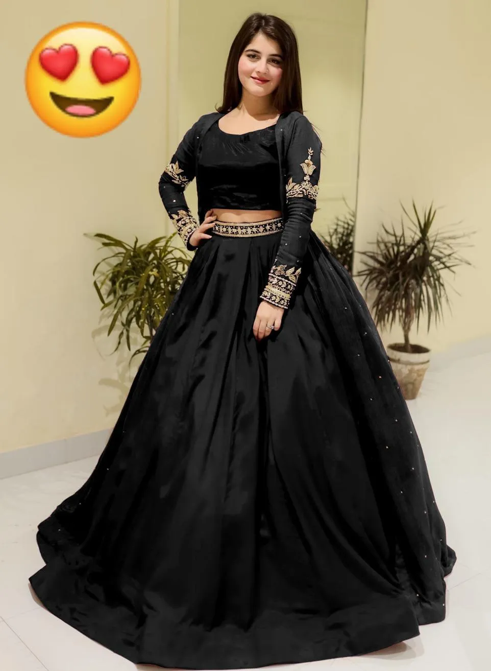 3 Pcs Women's Stitched Shamoz Silk Plain Gown Suit