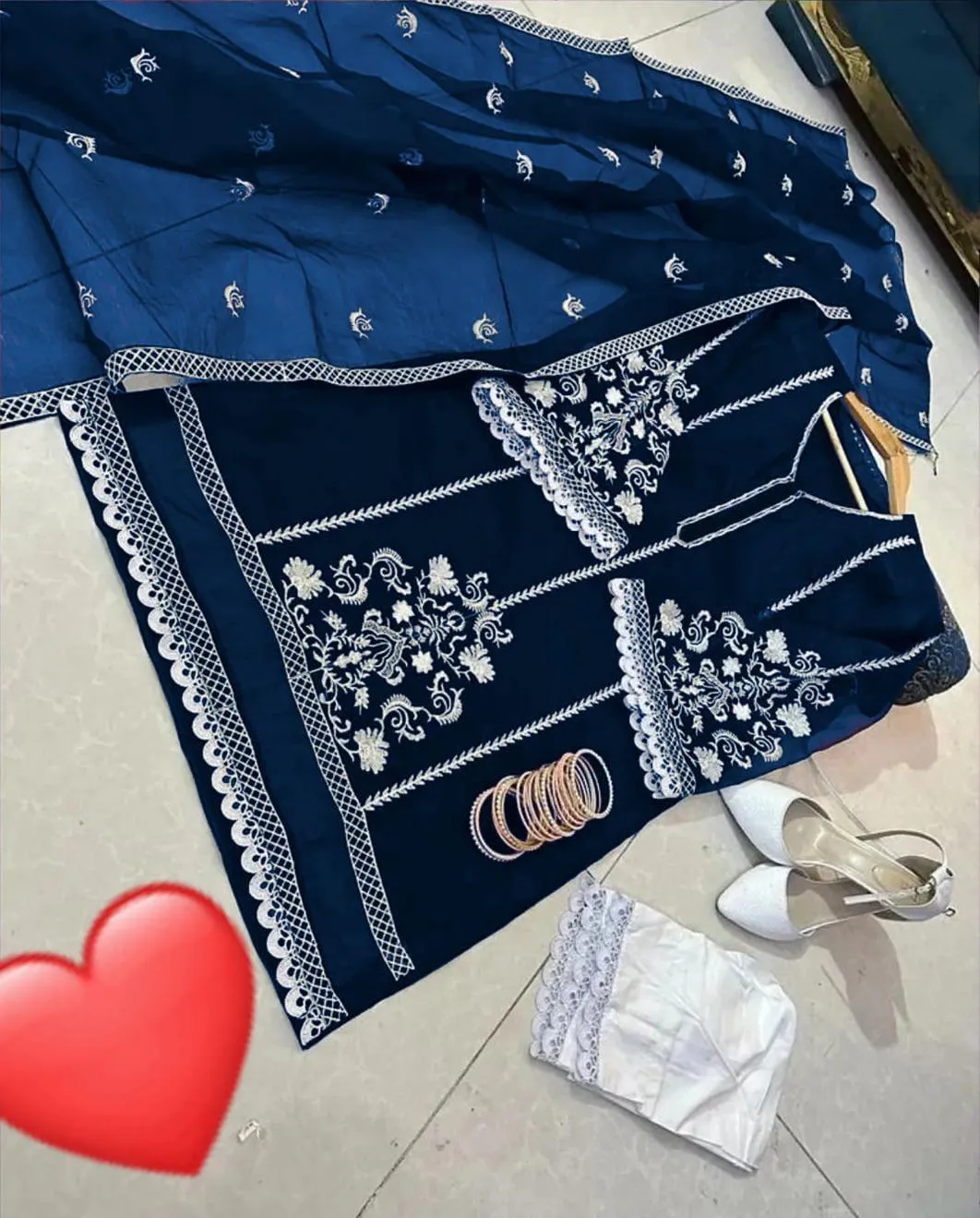 3 Pcs Women's Stitched Organza Embroidered Suit