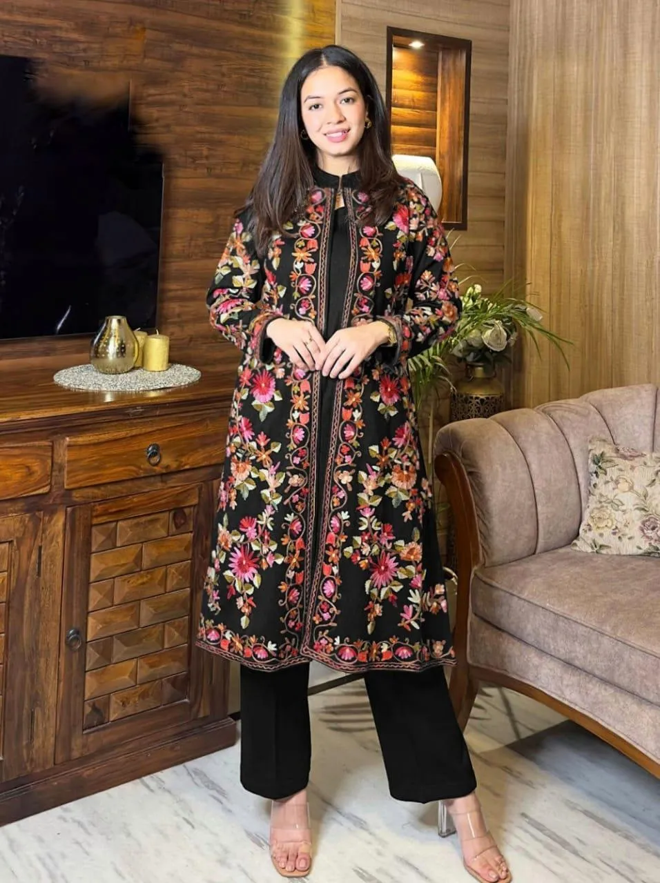 3 Pcs Women's Stitched Shamoz Silk Embroidered Gown Suit