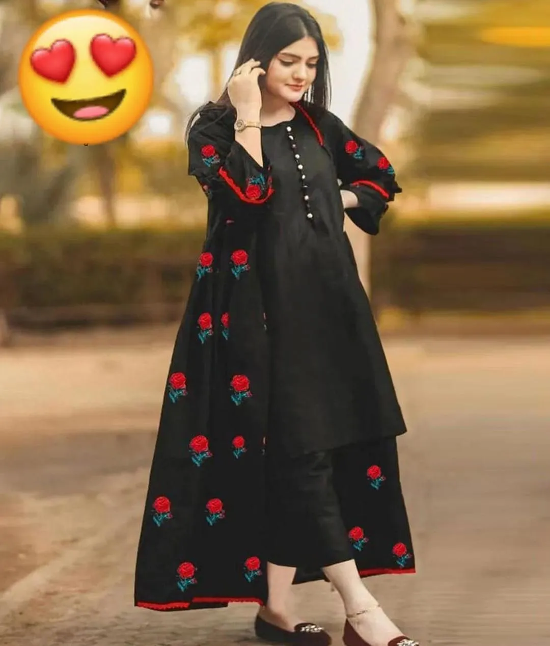 3 Pcs Women's Stitched Shamoz Silk Embroidered Gown Suit