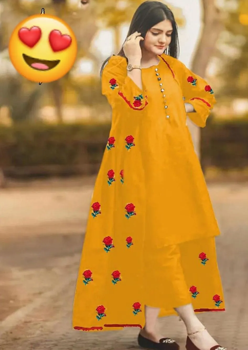 3 Pcs Women's Stitched Shamoz Silk Embroidered Gown Suit