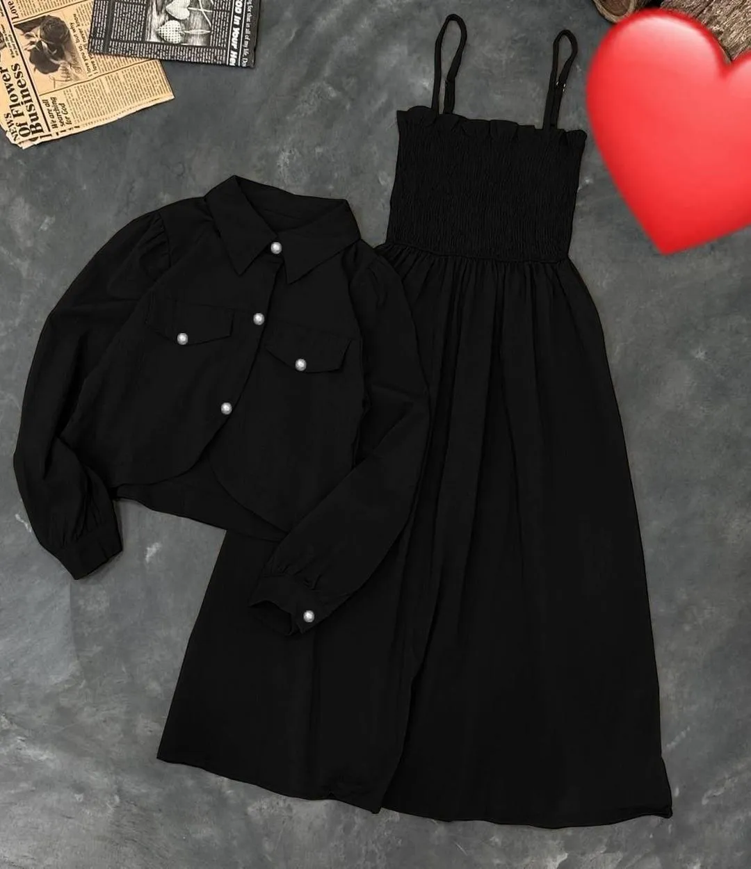 2 Pcs Women's Stitched Linen Plain Dress