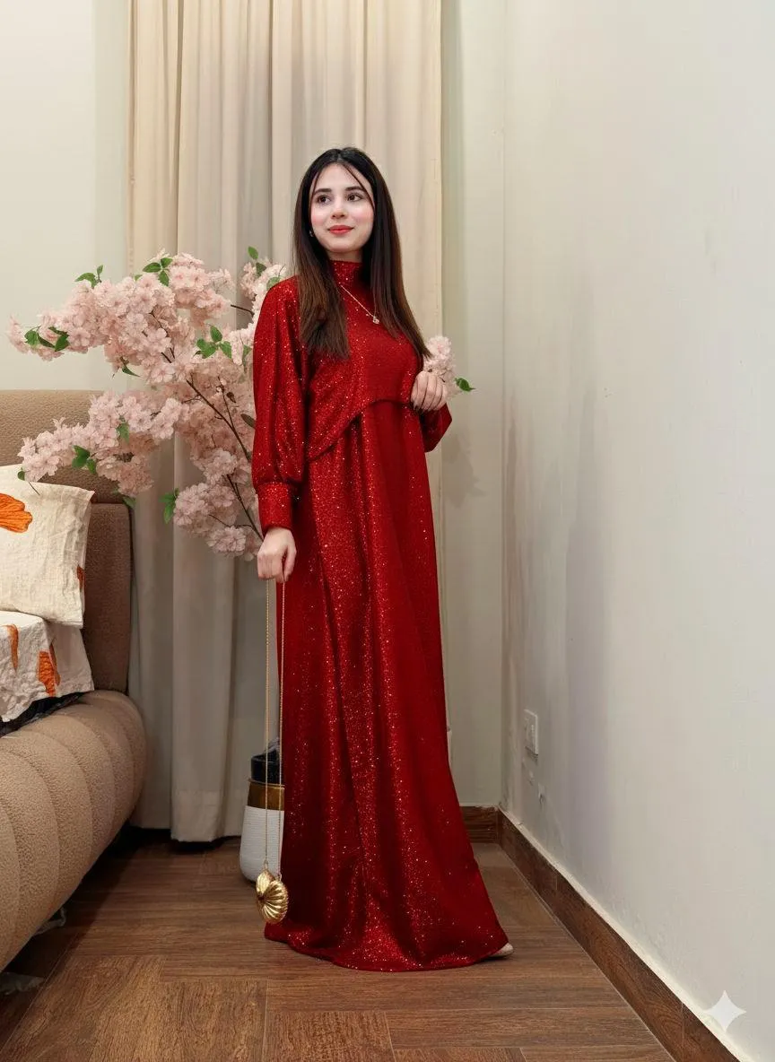 2 Pcs Women's Stitched Diamond Sequins Dress