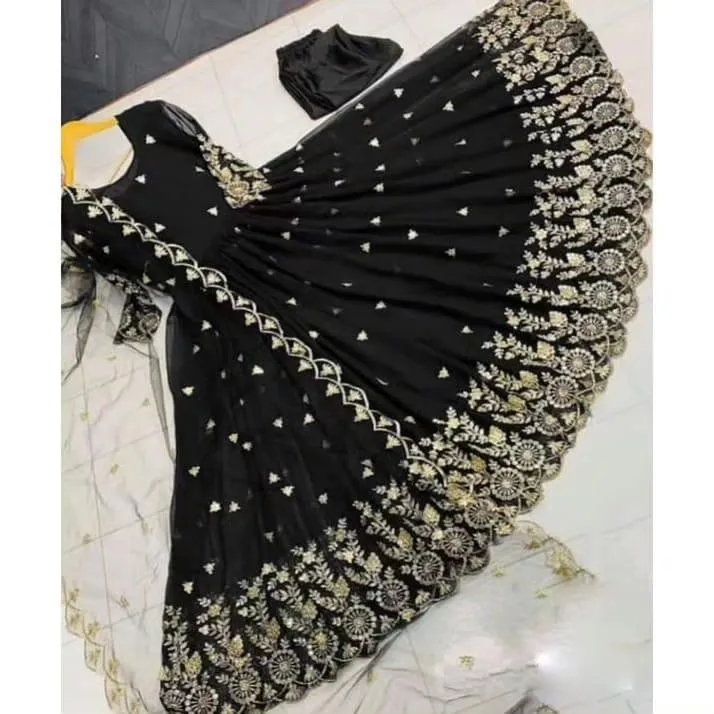 3 Pcs Women's Stitched Shamoz Silk Embroidered Maxi And Trouser