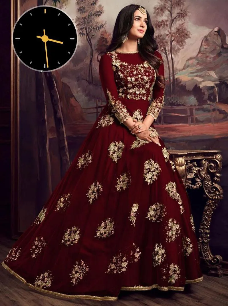 2 Pcs Women's Stitched Organza Embroidered Maxi And Trouser