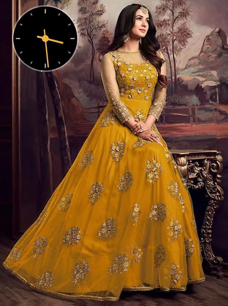 2 Pcs Women's Stitched Organza Embroidered Maxi And Trouser