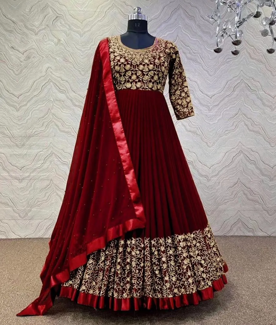 3 Pcs Women's Stitched Shamoz Silk Embroidered Maxi And Trouser