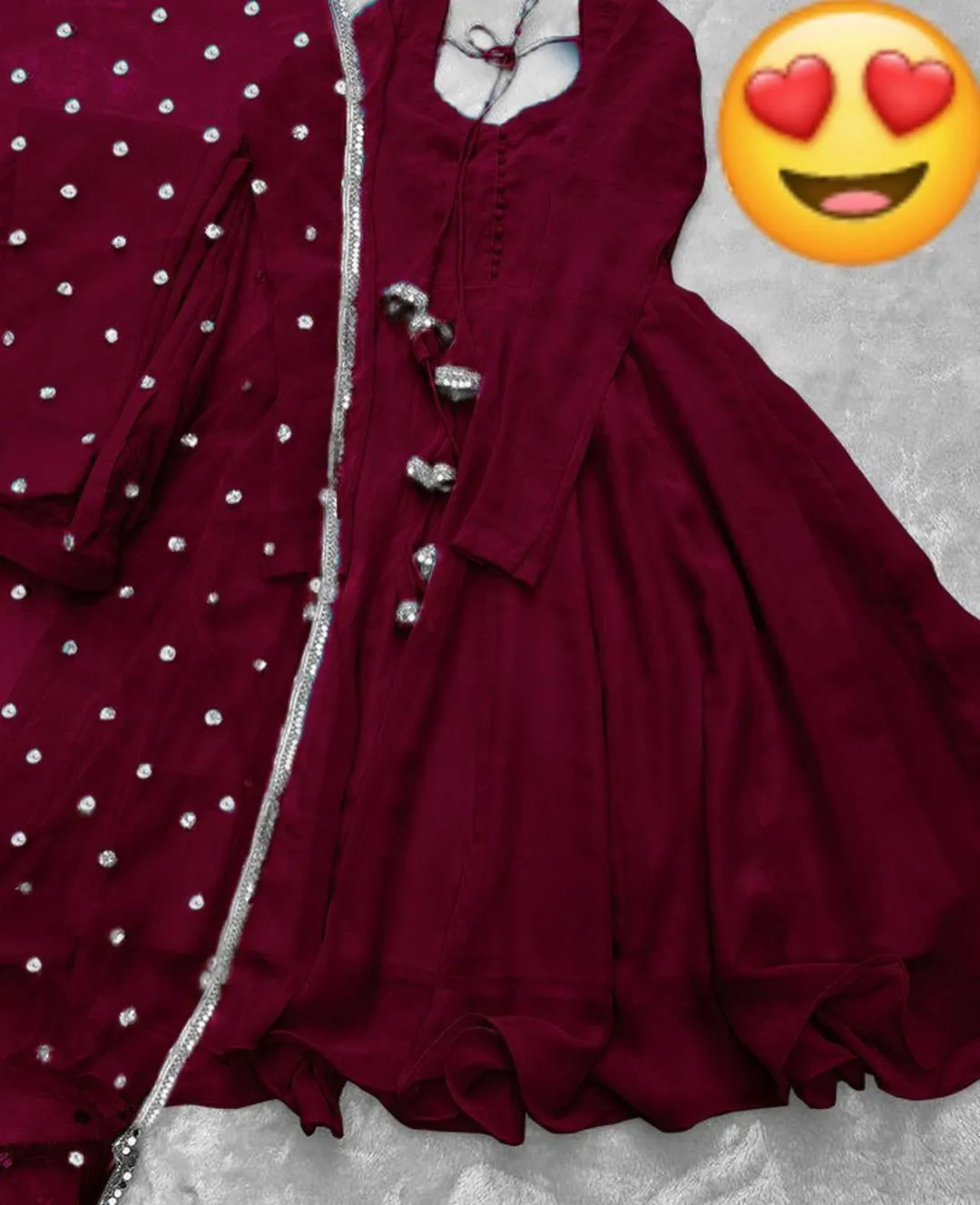 3 Pcs Women's Stitched Chiffon Plain Maxi And Trouser