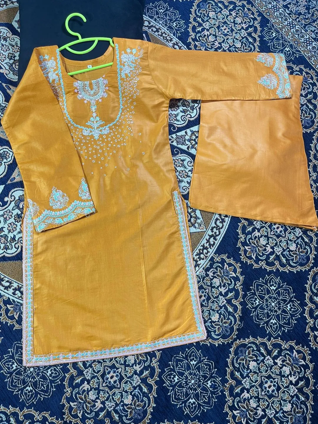 2 Pcs Girl's Cotton Embroidered Kurta And Shalwar Suit