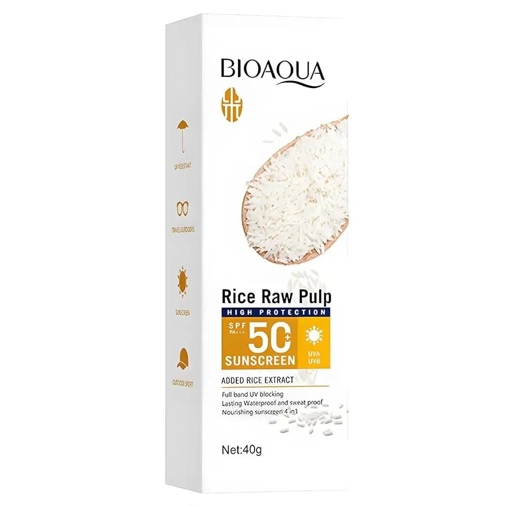 BIOAQUA Rice Raw Pulp Sunscreen SPF 50+ PA+++40g – Lightweight UV Protection with Rice Extract