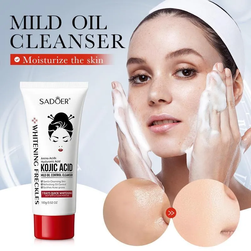 SADOER Niacinamide & Kojic Acid Facial Cleanser for Oily Skin Control and Brightening | Mild Creamy Deep Cleansing Moisturizing Face Wash for Daily Skin Care, Pore Cleaning, Hydration & Smooth Skin