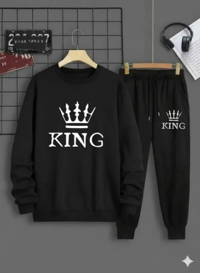 2 Pcs Men's Polyester Printed Sweatshirt Track Suit