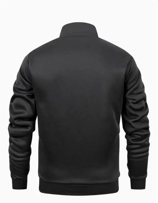 Men Black Polyester Zipper Track Suit Set