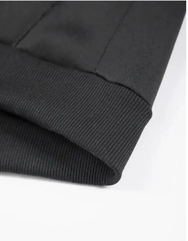 Men Black Polyester Zipper Track Suit Set