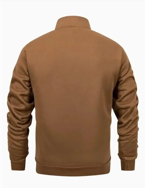 Men Mustard Polyester Zipper Track Suit Set