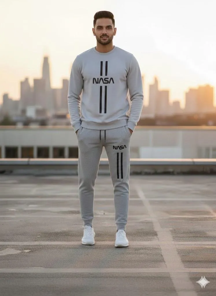 2 Pcs Men's Polyester Printed Sweatshirt Track Suit