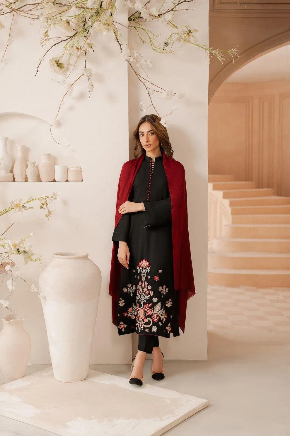 3 Pcs Women's Unstitched Embroidered Suit