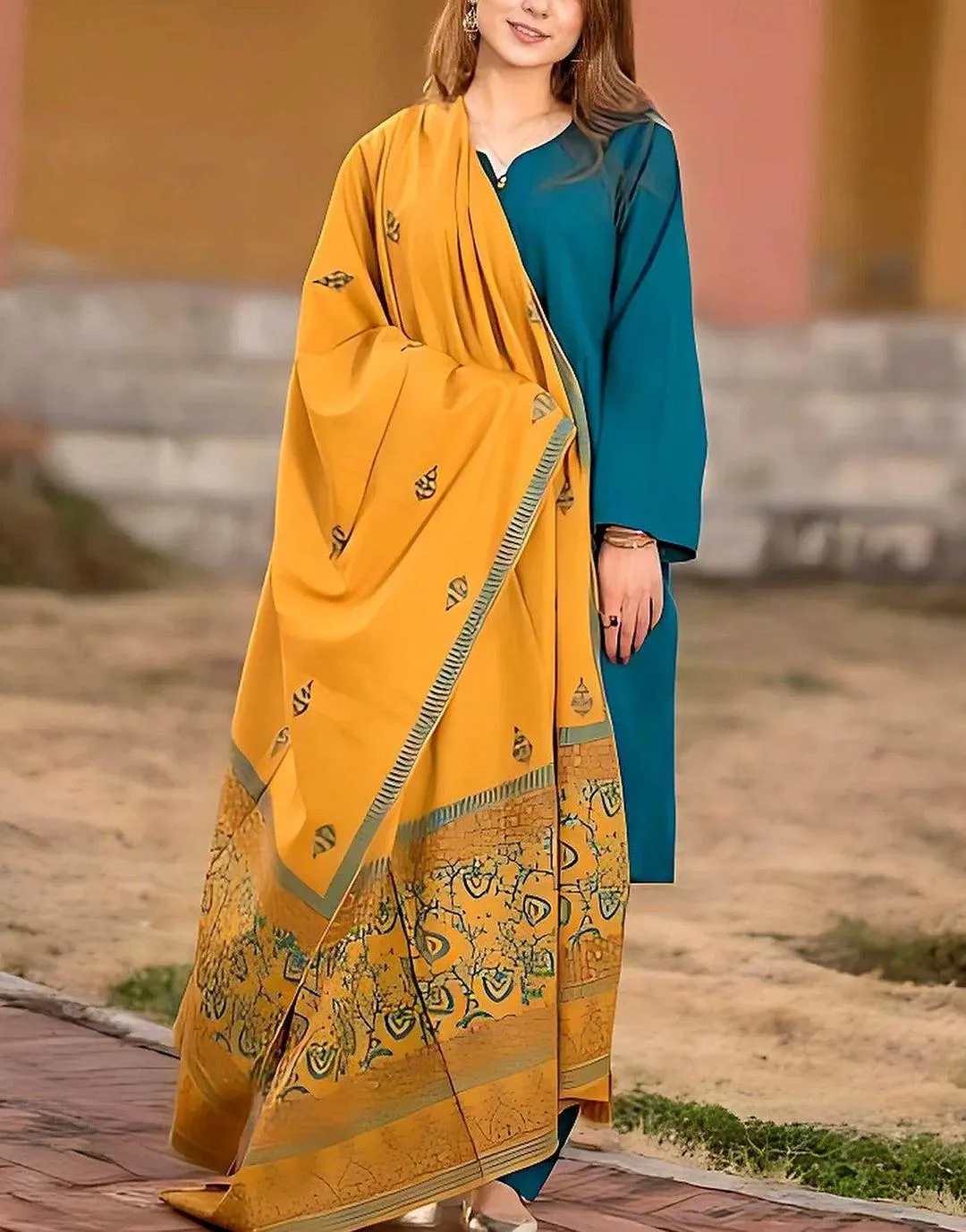 3 Pcs Women's Unstitched Embroidered Suit