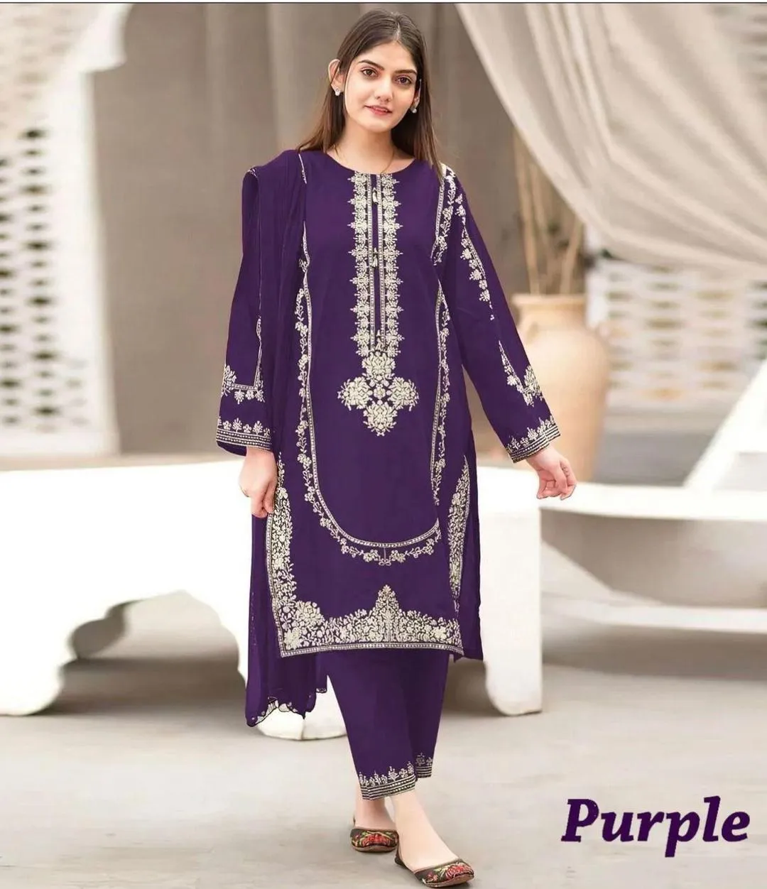 2 Pcs Women's Unstitched Embroidered Suit