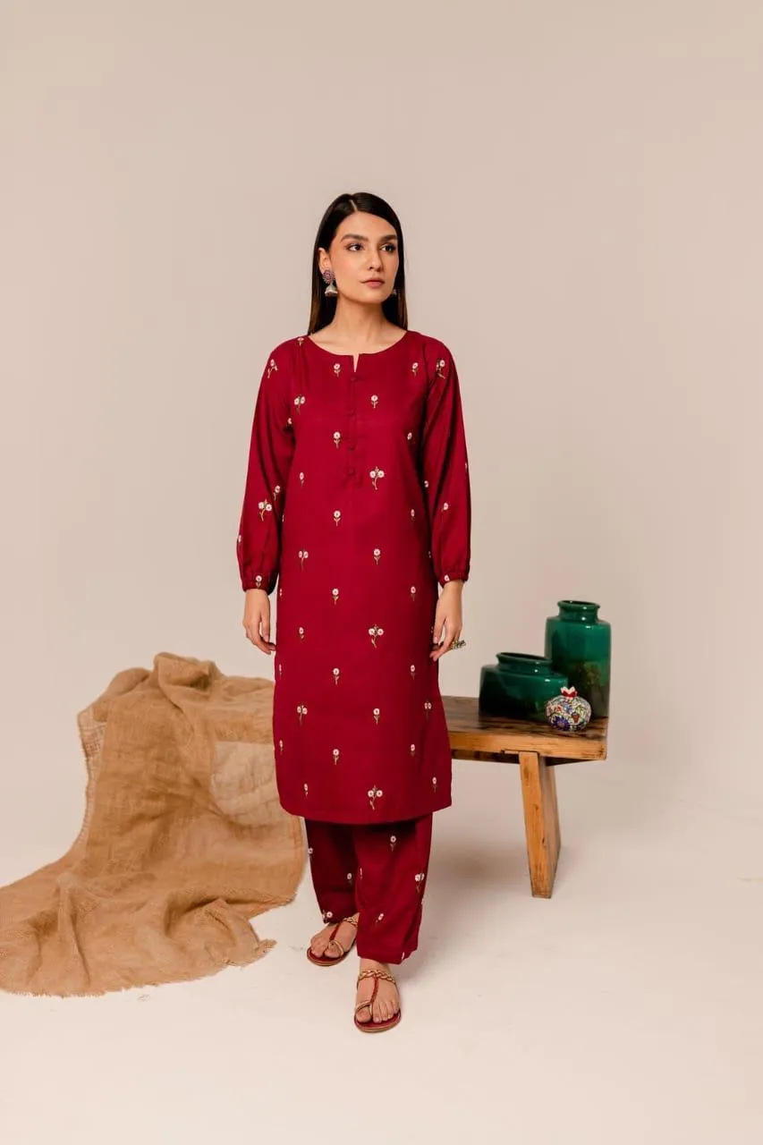 2 Pcs Women's Unstitched Embroidered Suit
