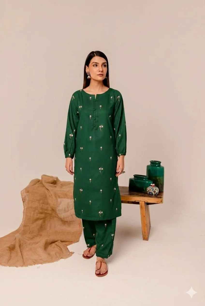 2 Pcs Women's Unstitched Embroidered Suit