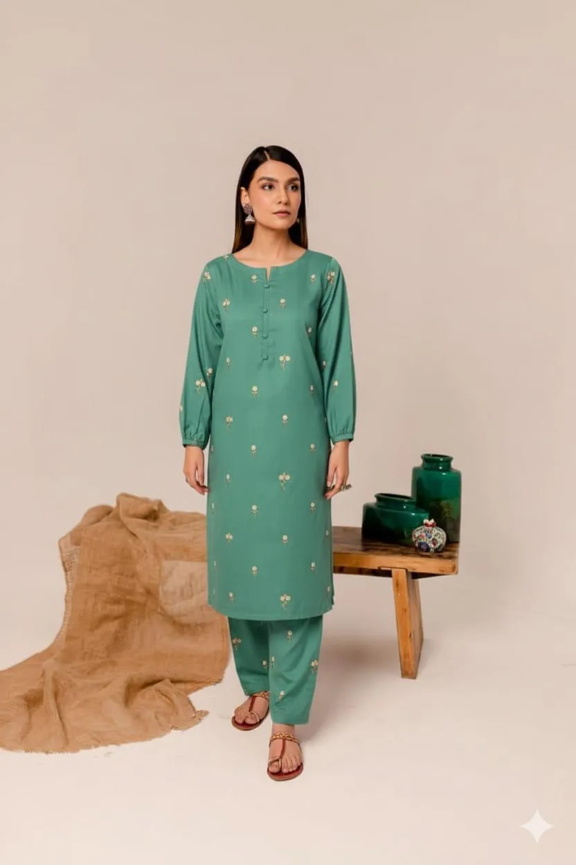 2 Pcs Women's Unstitched Embroidered Suit