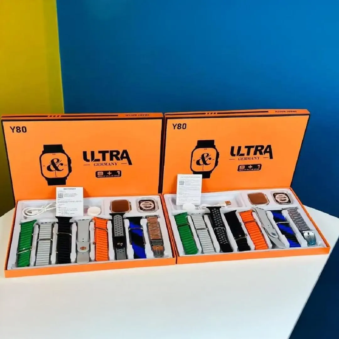 Y80 Ultra Smart Watch 8 in 1 - Y80 Smart Watch 8 Straps For Gift - Ultra 2 Smart Watch Y80 - Ultra Watch 8 - Smart Watch for Boys - Smartwatches - Mobile Watch - Touch Watch for Boys - Smart Watch For Girls - Ultra 9 Smart Watch