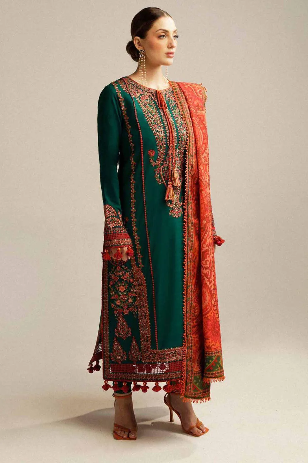 HUSSAIN REHAR MOST TRENDING 3 Pcs Unstitched Embroidered Suit