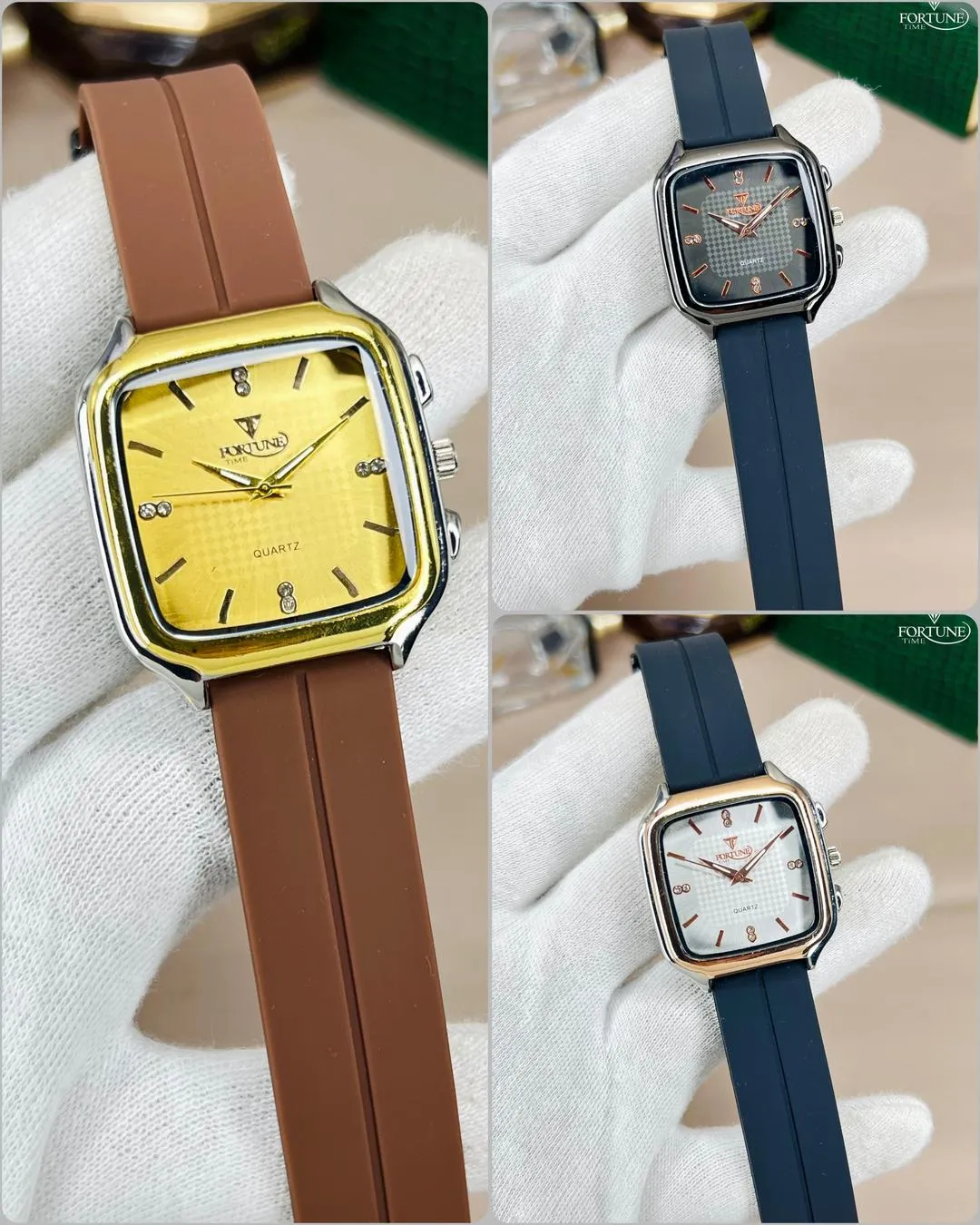 Men's Square Rhodium Watch - 1 Pc Modern Stylish Timepiece