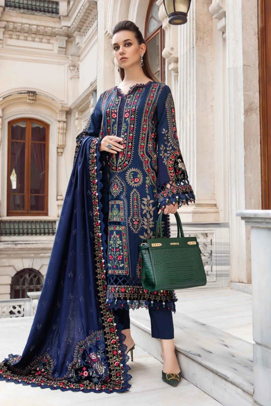MARIA B 3 Pcs Women's Unstitched Embroidered Suit
