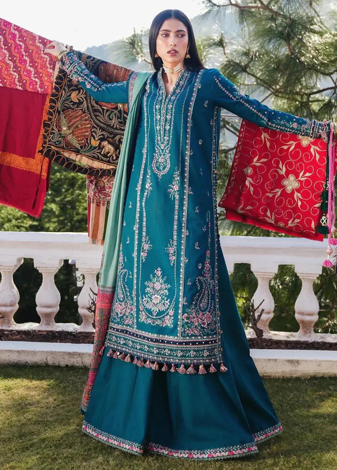 HUSSAIN REHAR MOST TRENDING 3 Pcs Unstitched Embroidered Suit
