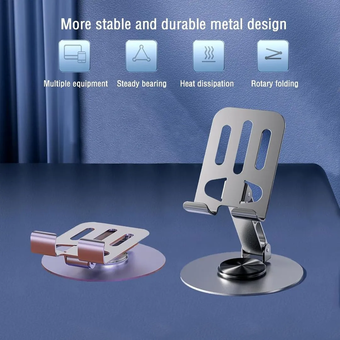 Universal Desktop Stand 360° Adjustable Metal Mobile Stand & Tablet Stand Foldable Desk Holder for Phone iPad