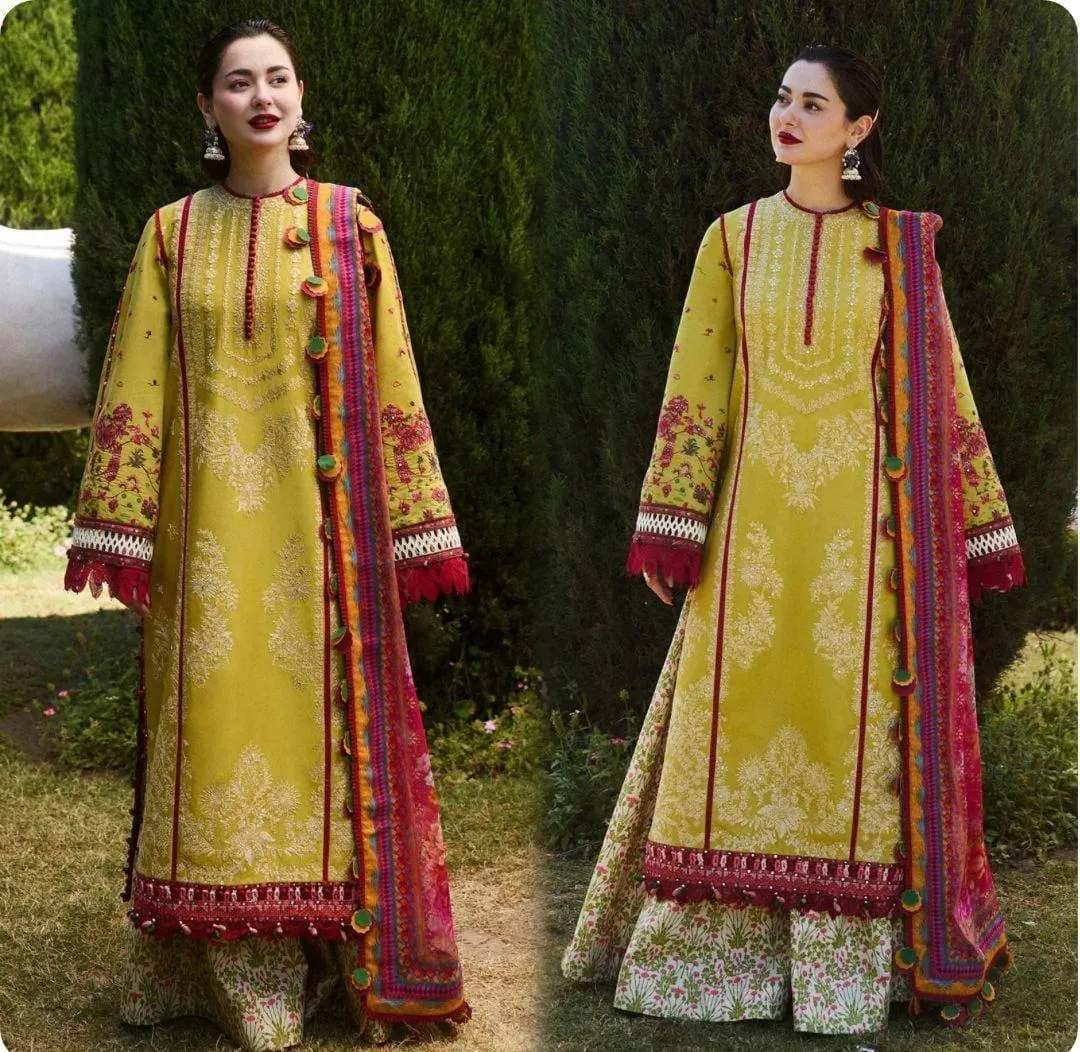 3 Pcs Women's Unstitched Embroidered Suit