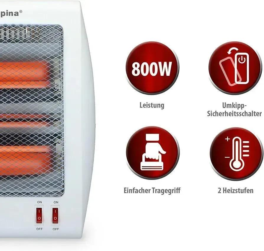 Electric Quartz Heater White Compact 400W