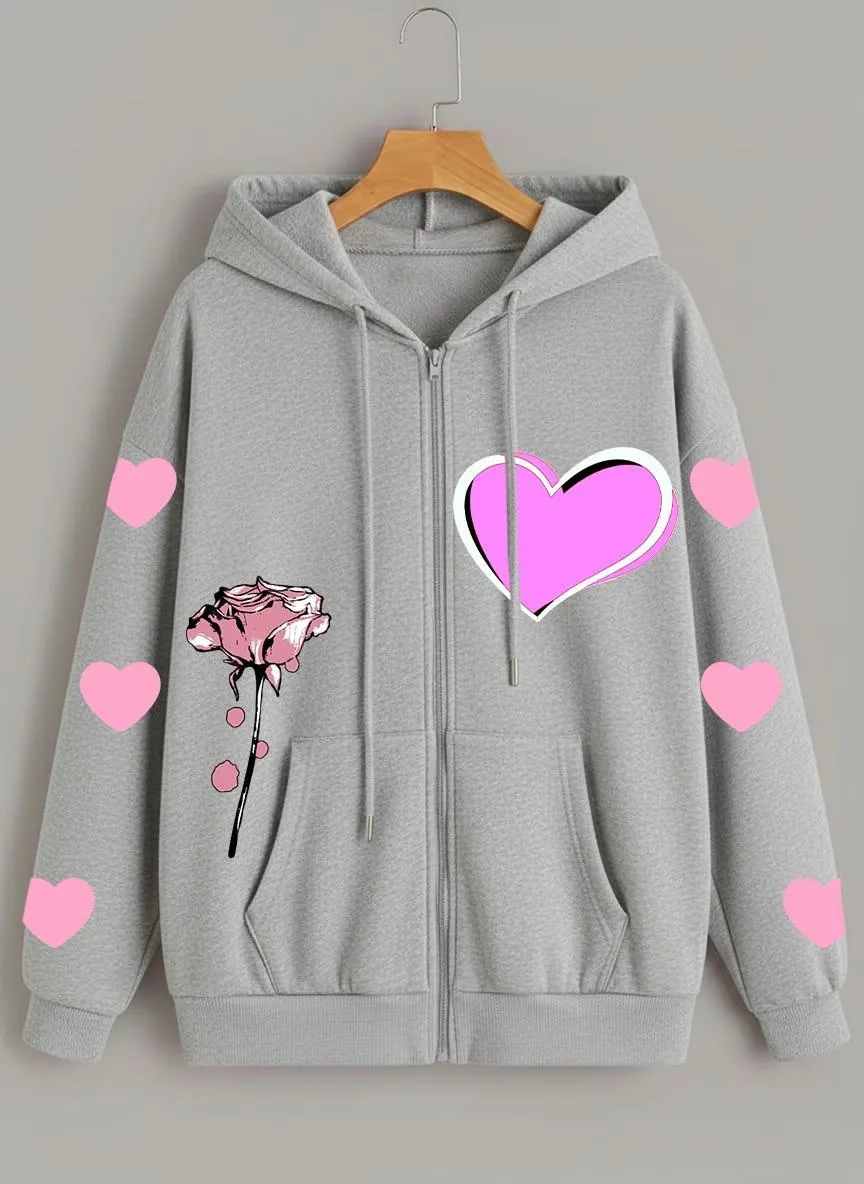 1 Pc Women's Stitched Fleece Plain Zip-Up Hoodie