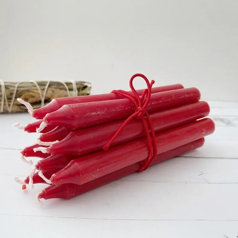 Pack of 10 Red 6 Inch scented Dinner Stick Candles for Home, Parties, and Events