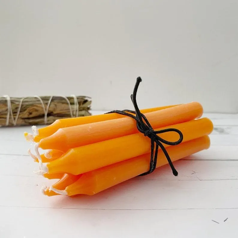 Pack of 10 Orange 6 Inch scented Dinner Stick Candles for Home, Parties, and Events